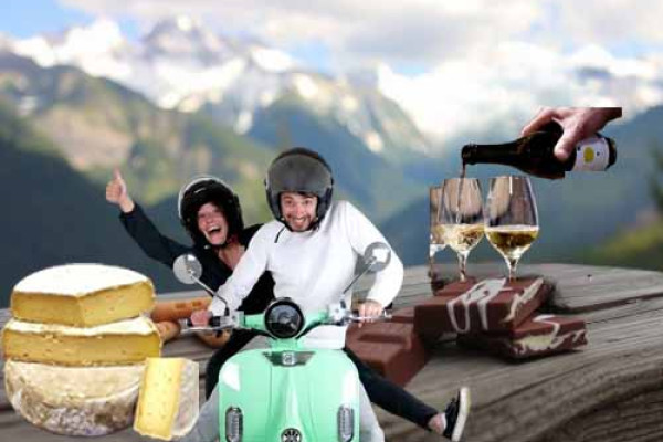 Les Bauges Vespa électrique et Gastronomie_Chignin