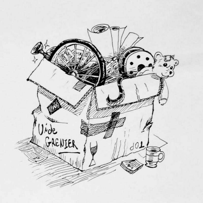 carton rempli d'objets